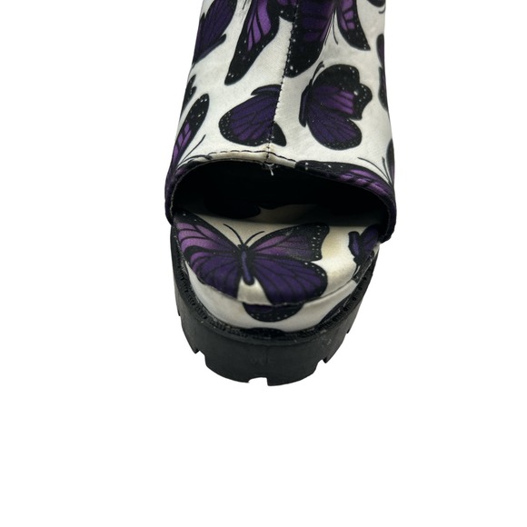 Downtown Dive Butterfly Peep Toe 5" Heel Booties Size 8.5 Purple - Picture 3 of 8